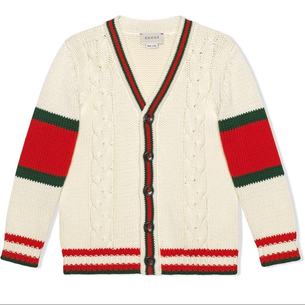 Gucci kids children ‘s cable knit Cotton cardigan